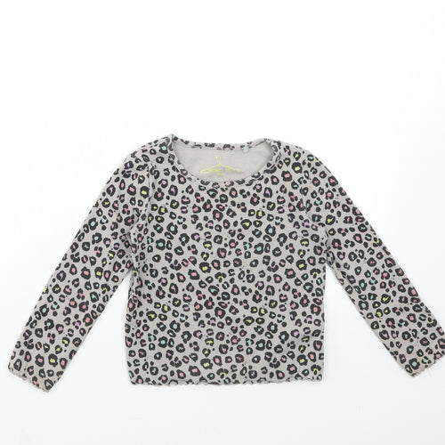 NXT Girls Grey Animal Print  Basic T-Shirt Size 2-3 Years