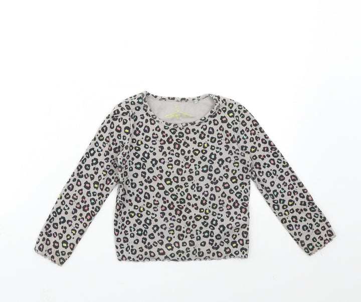 NXT Girls Grey Animal Print Basic T-Shirt Size 2-3 Years