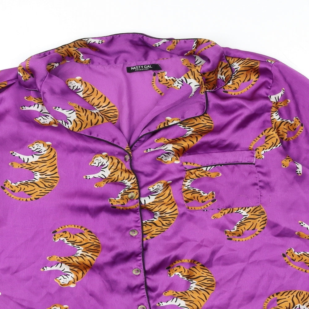 Nasty Gal Womens Purple Animal Print  Babydoll Nightshirt Size L
