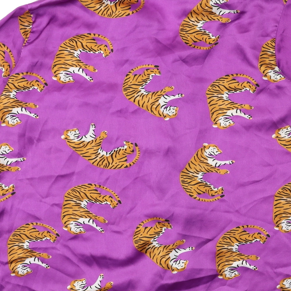 Nasty Gal Womens Purple Animal Print  Babydoll Nightshirt Size L