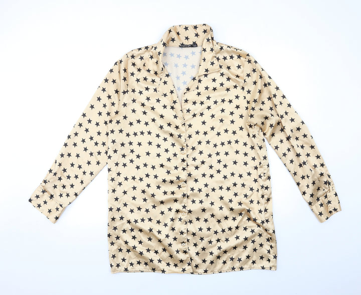 Nasty Gal Womens Gold Geometric  Babydoll Nightshirt Size 14
