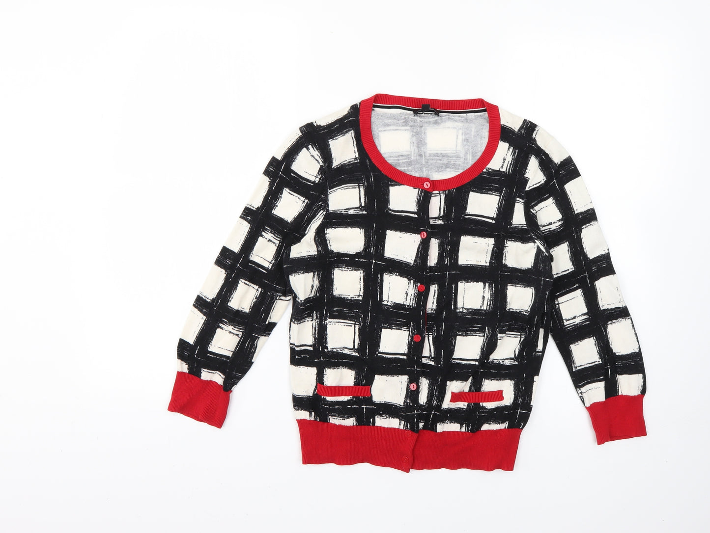 Hobbs Womens Multicoloured Geometric  Cardigan Jumper Size 12