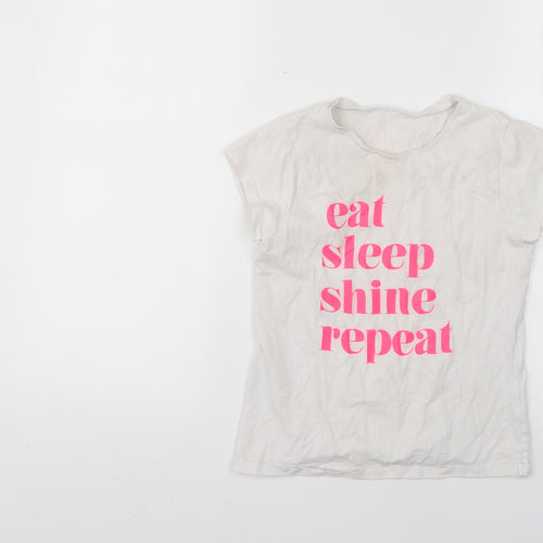 George Girls White   Basic T-Shirt Size 9-10 Years