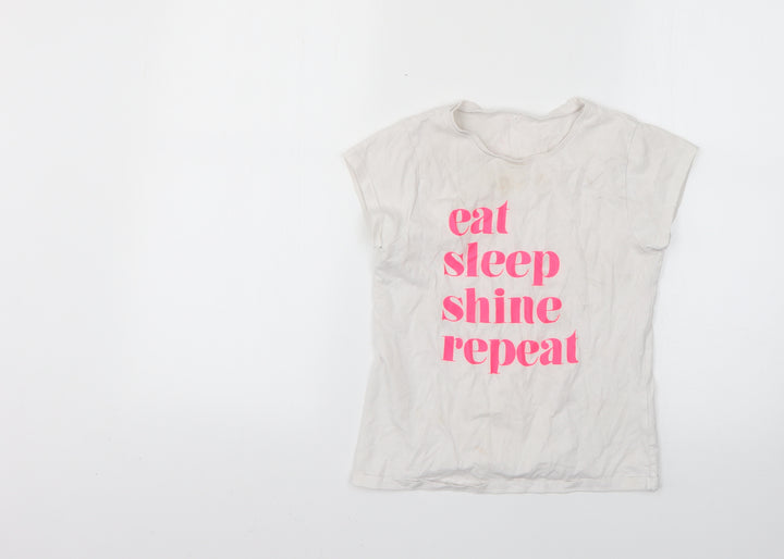 George Girls White   Basic T-Shirt Size 9-10 Years