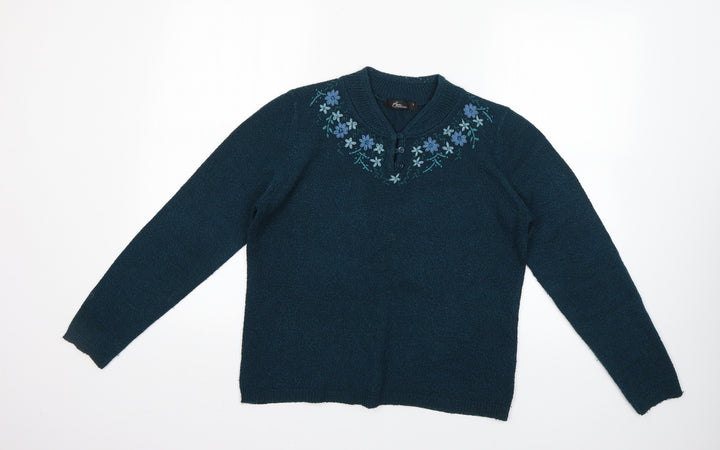BM Womens Green Pullover Jumper Size S