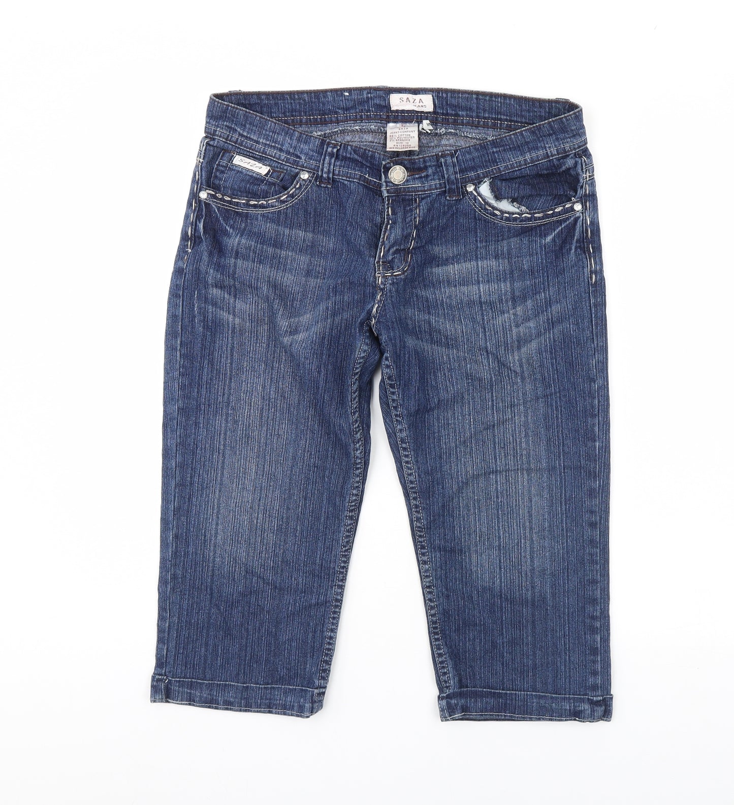 saza jeans Womens Blue  Denim Boyfriend Shorts Size 34