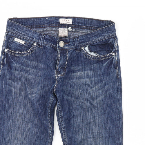 saza jeans Womens Blue  Denim Boyfriend Shorts Size 34
