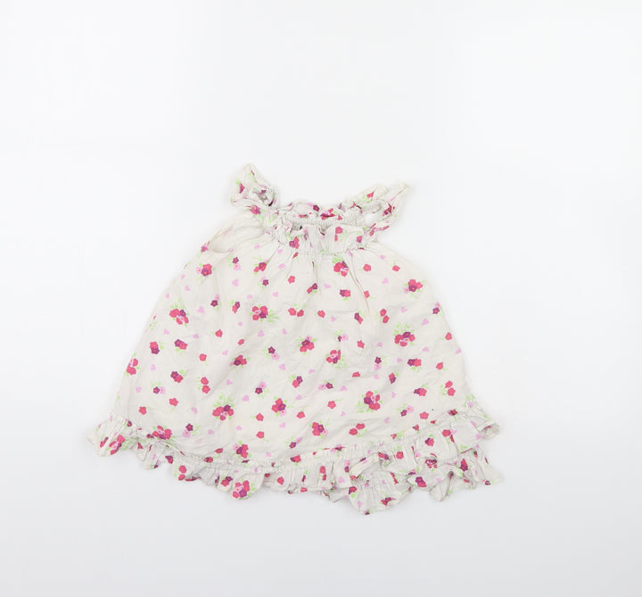 Baby GAP Girls White Floral  Fit & Flare  Size 6-9 Months