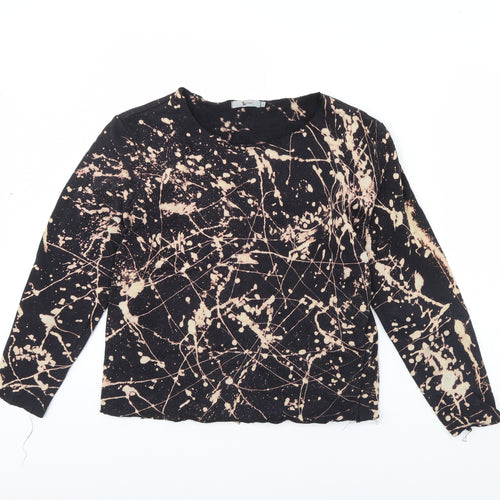 TU Womens Black Geometric  Pullover Jumper Size S