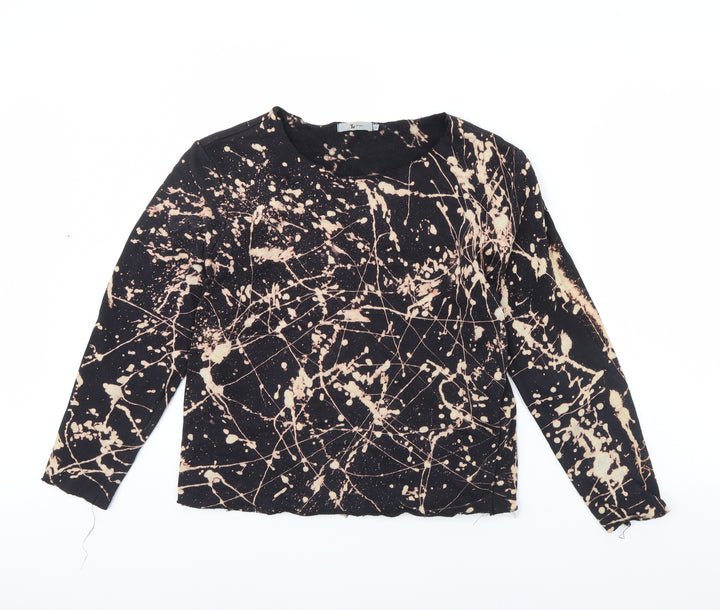 TU Womens Black Geometric Pullover Jumper Size S