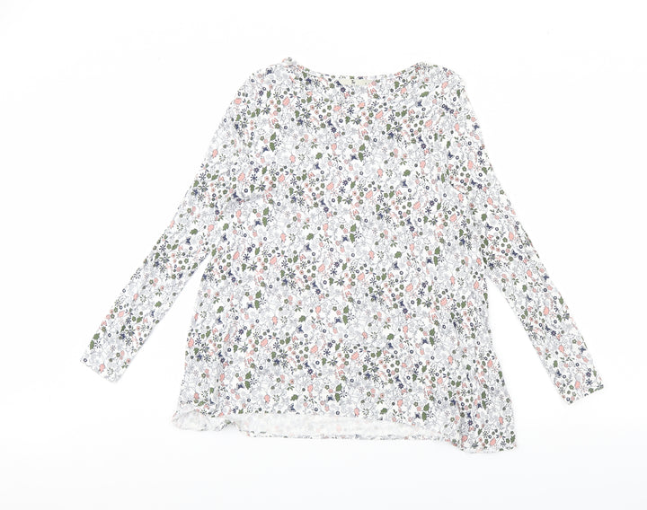 TU Womens White Floral  Basic Blouse Size 8