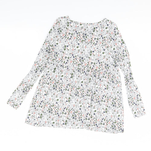 TU Womens White Floral  Basic Blouse Size 8