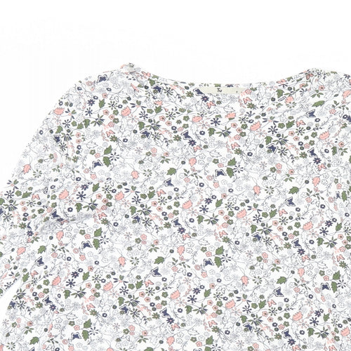 TU Womens White Floral  Basic Blouse Size 8