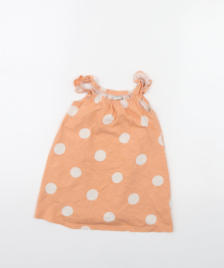 TU Girls Orange Polka Dot  Shift  Size 12 Months