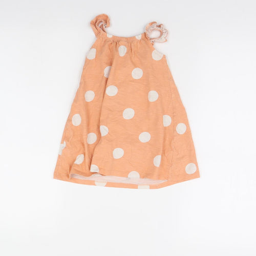 TU Girls Orange Polka Dot  Shift  Size 12 Months