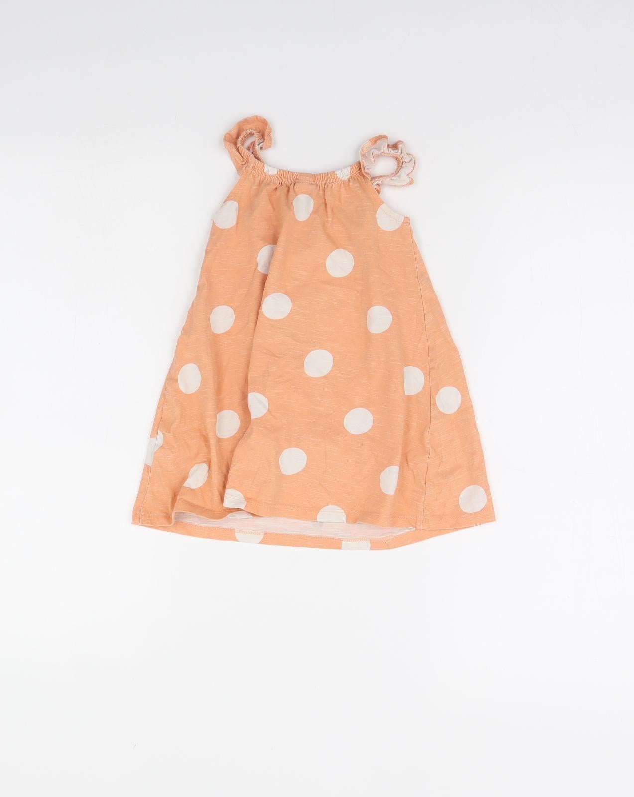TU Girls Orange Polka Dot  Shift  Size 12 Months