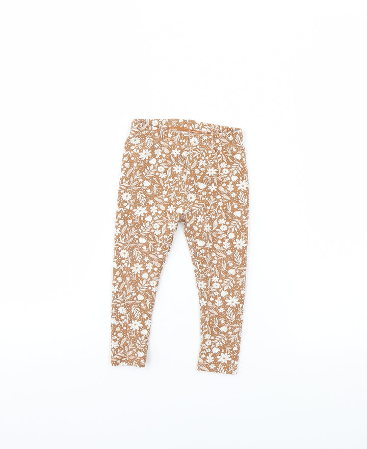 TU Girls Brown Floral  Capri Trousers Size 18 Months