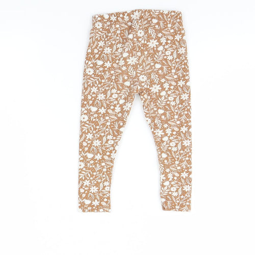 TU Girls Brown Floral  Capri Trousers Size 18 Months