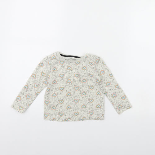 Primark Girls Beige Polka Dot  Basic T-Shirt Size 2 Years