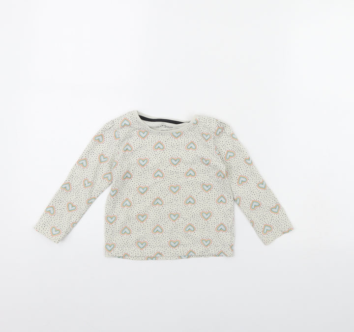 Primark Girls Beige Polka Dot  Basic T-Shirt Size 2 Years