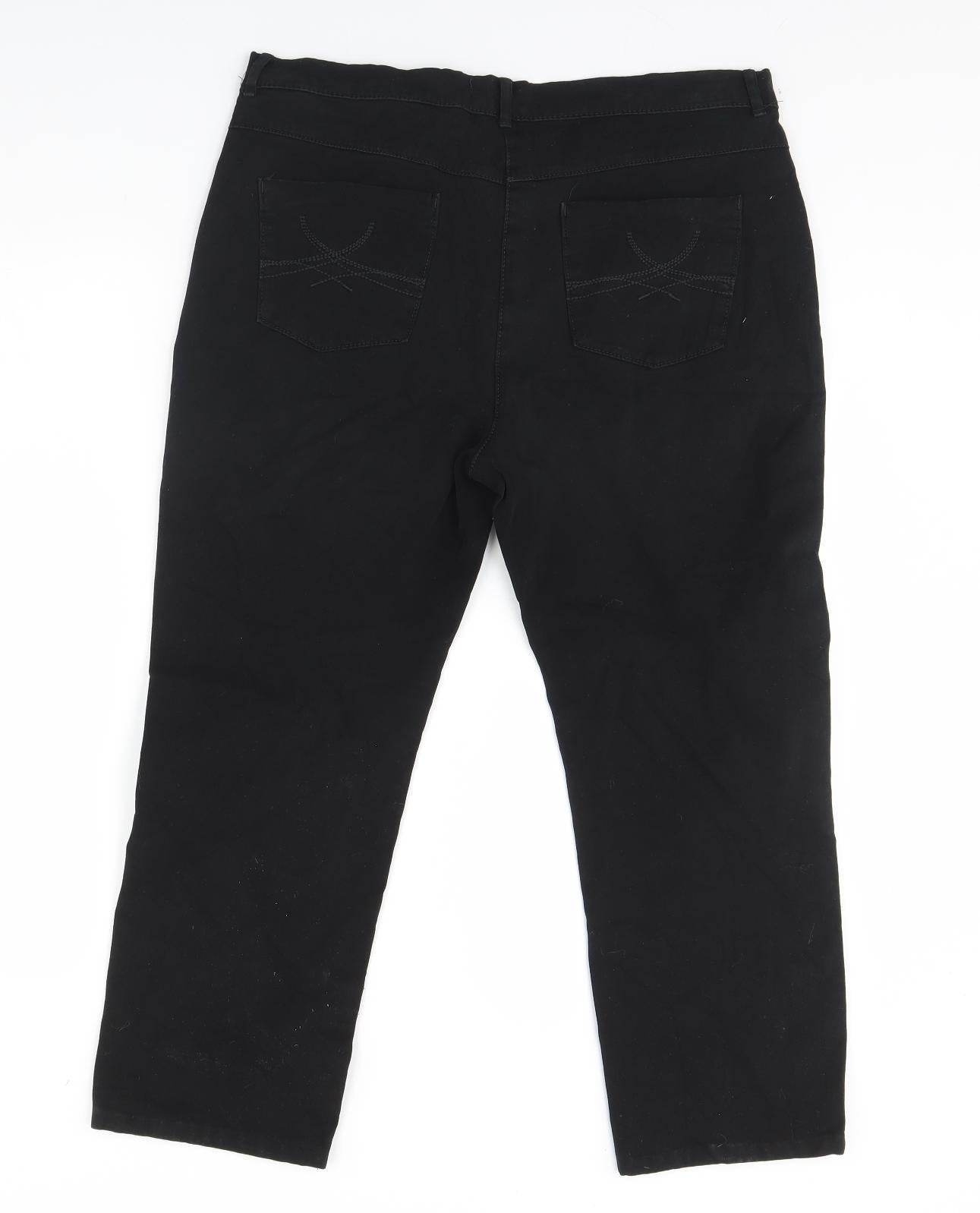 m&s Womens Black   Cropped Jeans Size 14 L24 in