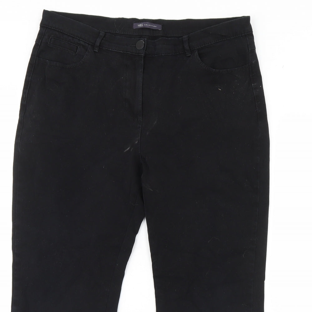 m&s Womens Black   Cropped Jeans Size 14 L24 in