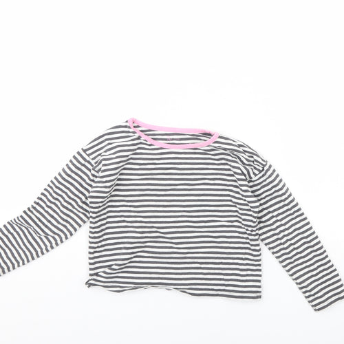 TU Girls White Striped  Basic T-Shirt Size 8 Years