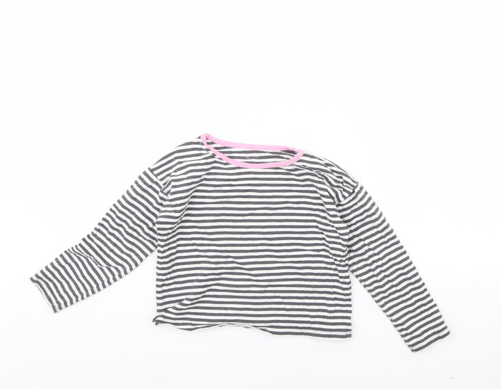 TU Girls White Striped  Basic T-Shirt Size 8 Years