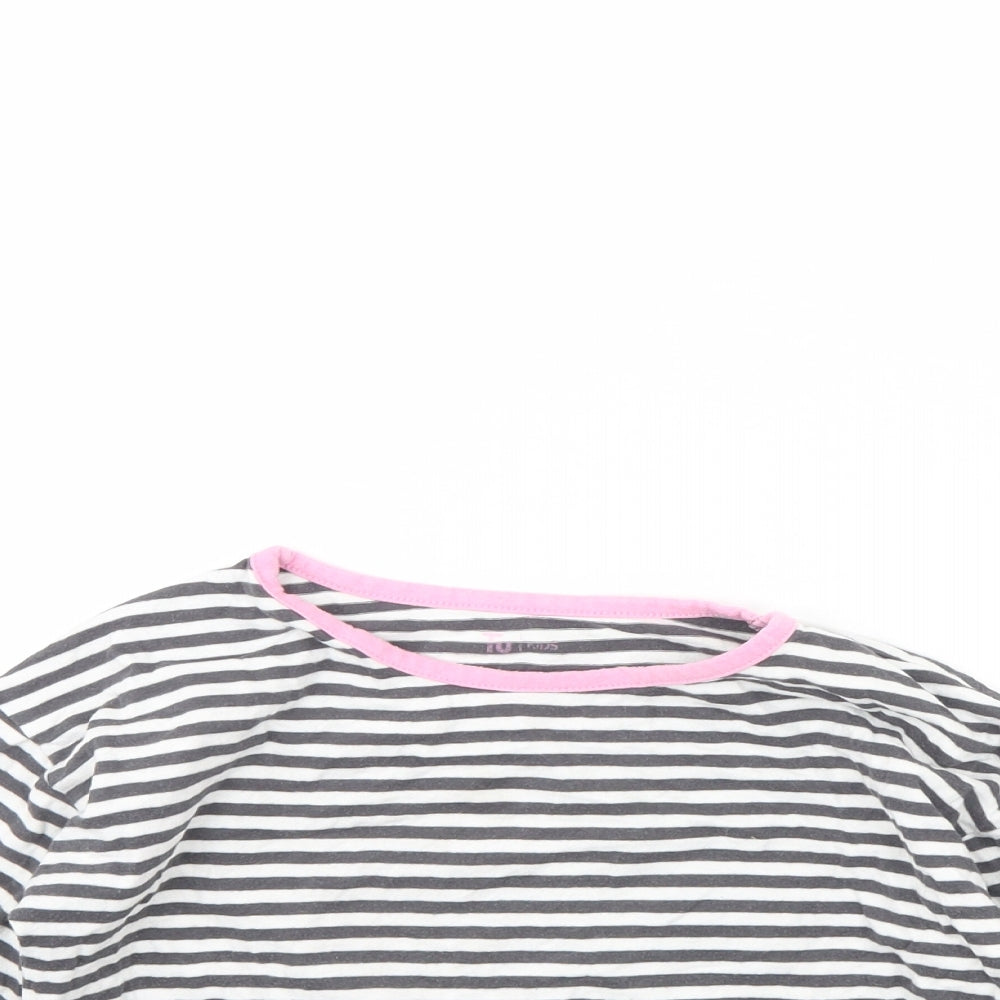 TU Girls White Striped  Basic T-Shirt Size 8 Years