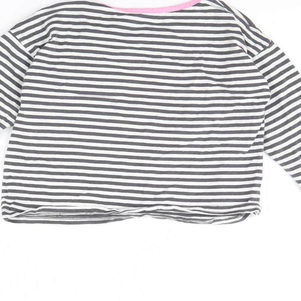 TU Girls White Striped  Basic T-Shirt Size 8 Years
