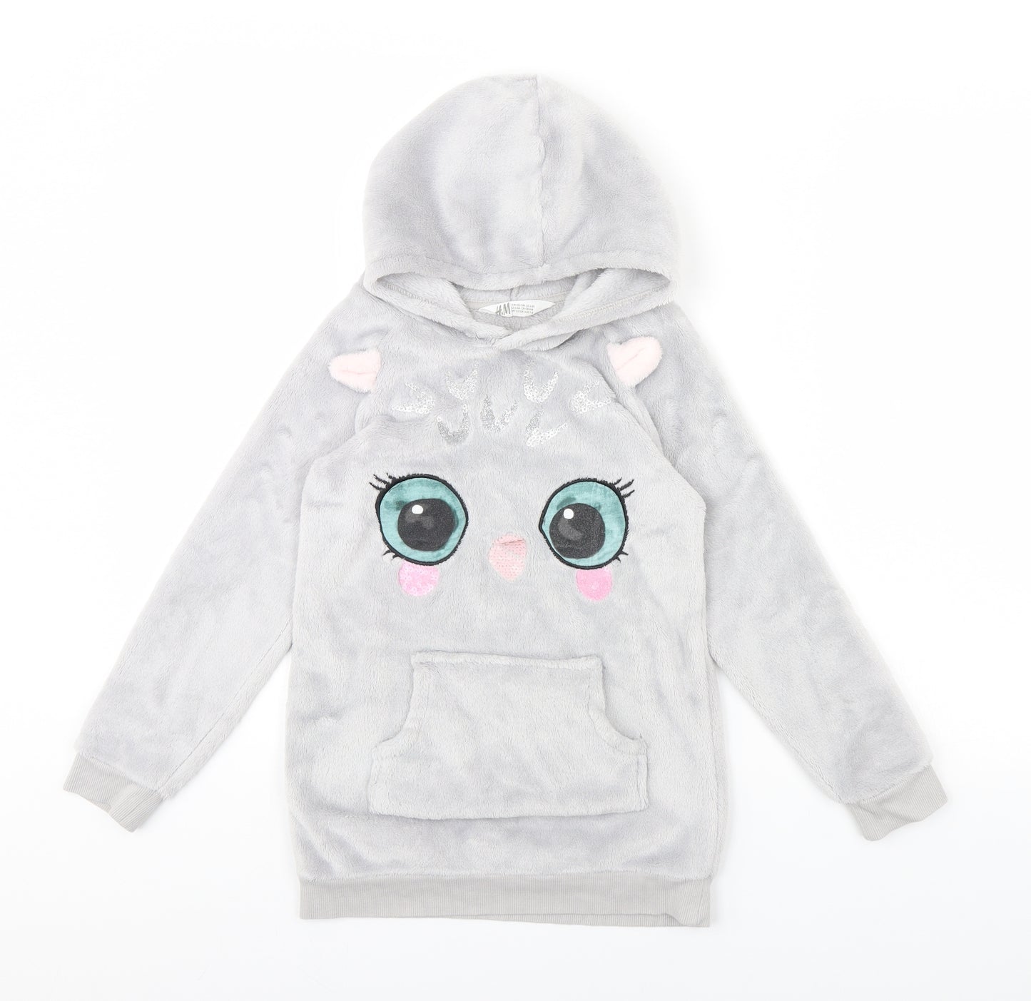 H&M Girls Grey   Pullover Hoodie Size 6 Years