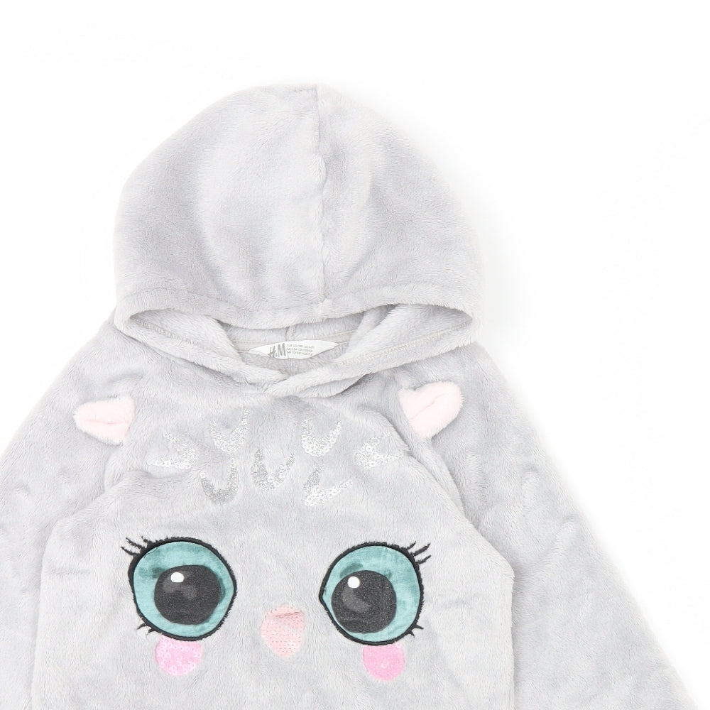 H&M Girls Grey   Pullover Hoodie Size 6 Years
