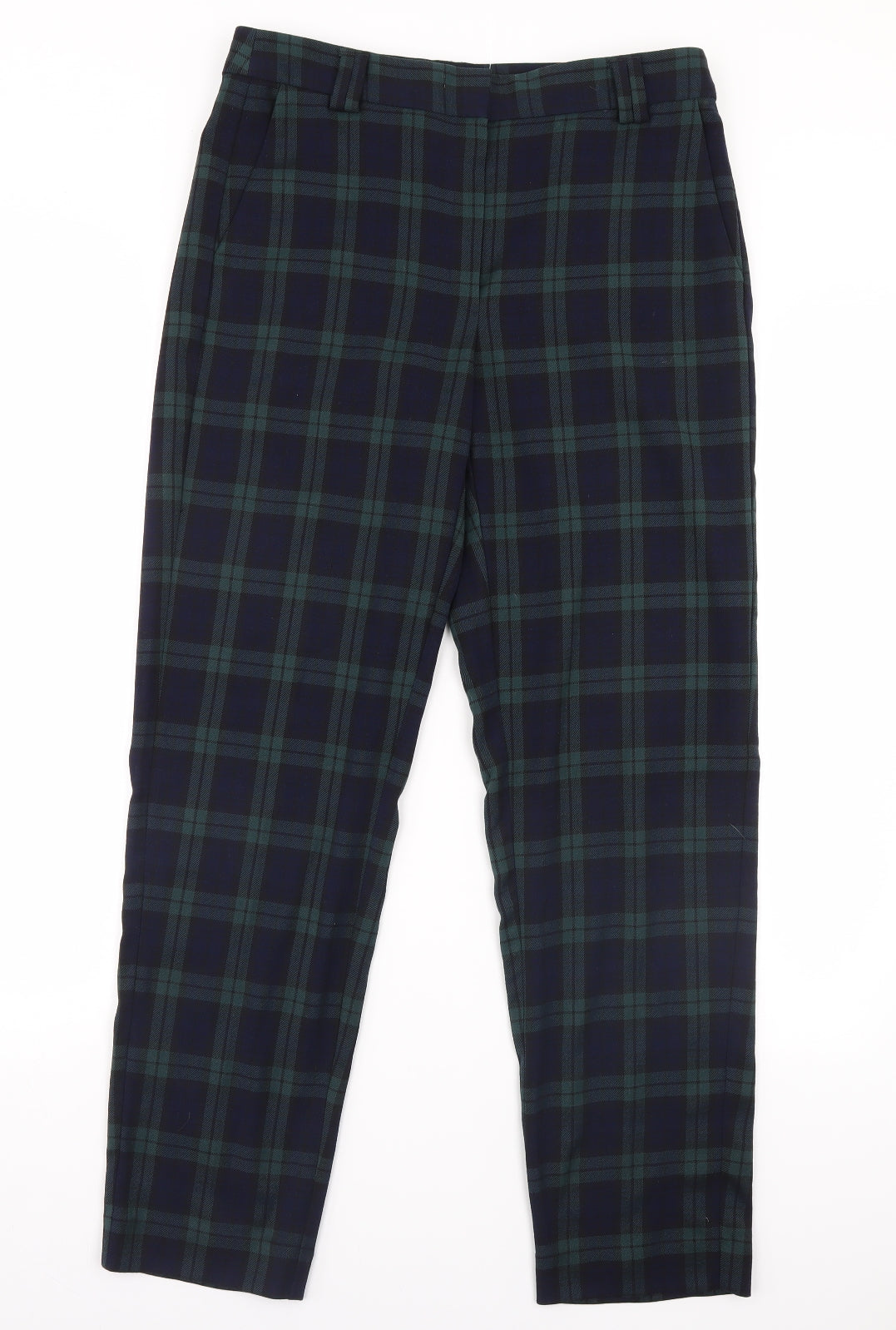 m&s Womens Green Check  Trousers  Size 10 L30 in