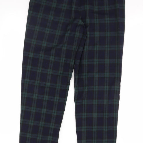 m&s Womens Green Check  Trousers  Size 10 L30 in