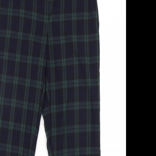 m&s Womens Green Check  Trousers  Size 10 L30 in