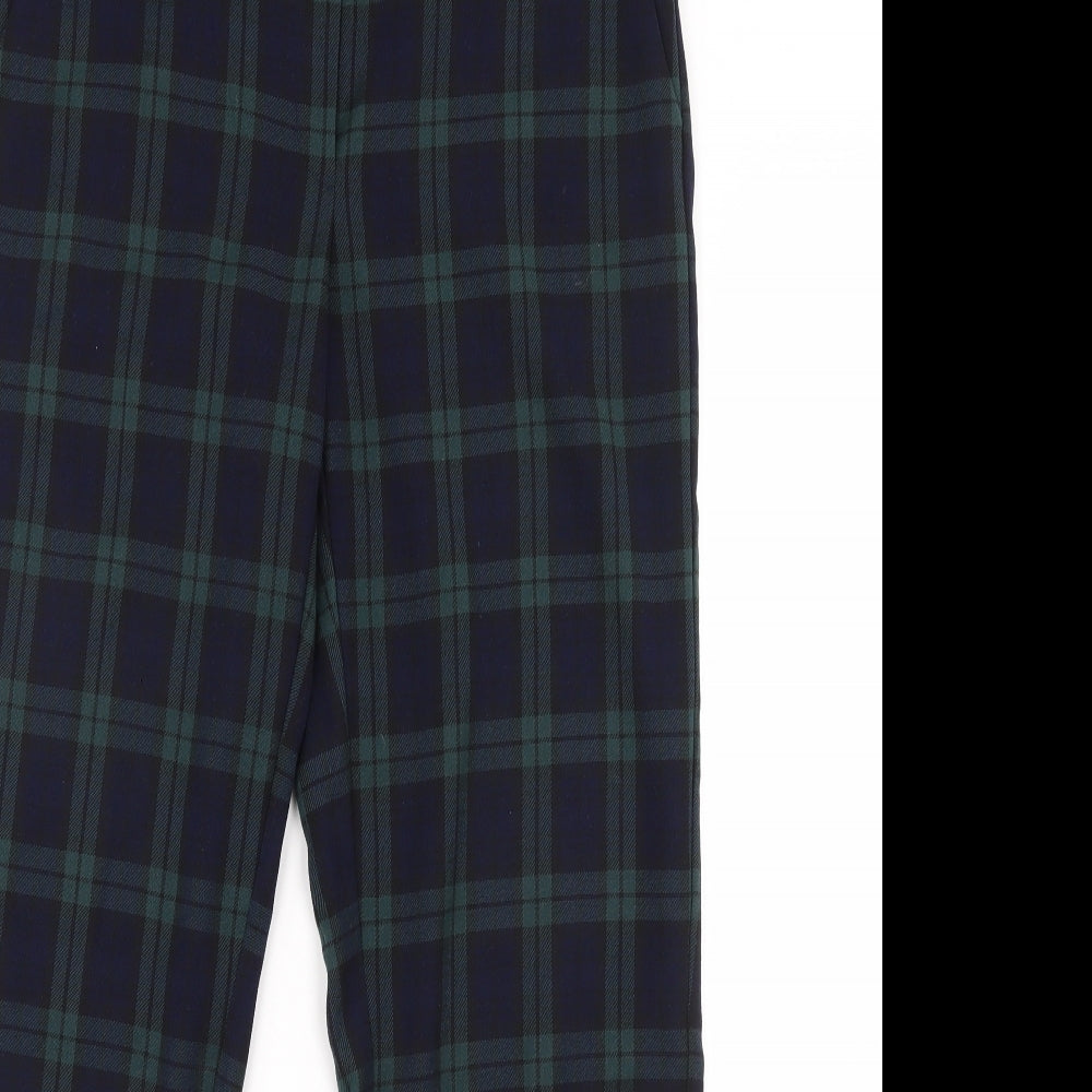 m&s Womens Green Check  Trousers  Size 10 L30 in