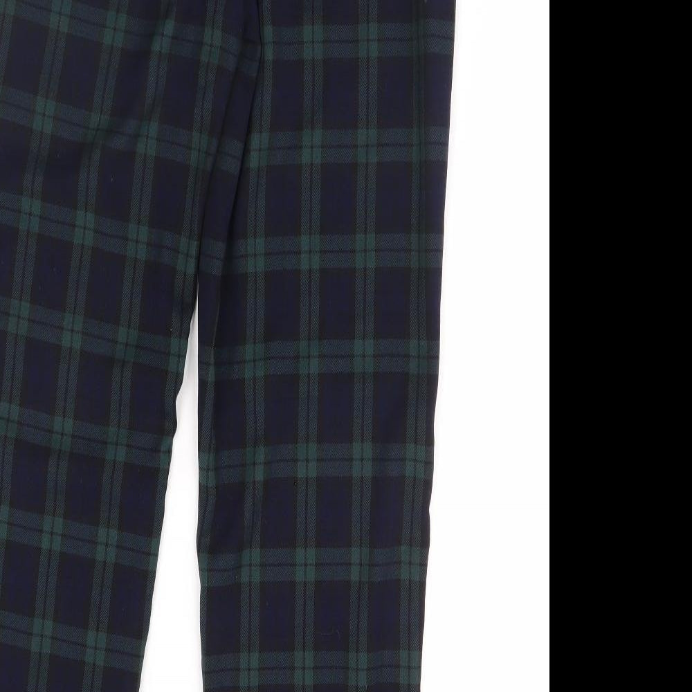 m&s Womens Green Check  Trousers  Size 10 L30 in