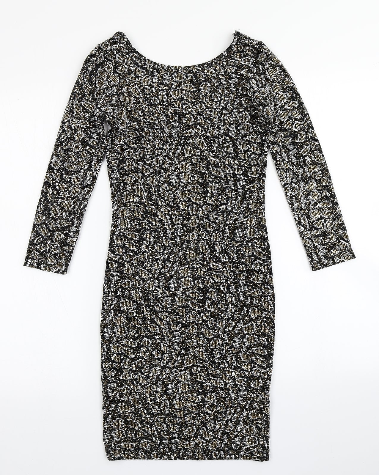 Topshop Womens Black Animal Print  Bodycon  Size 8