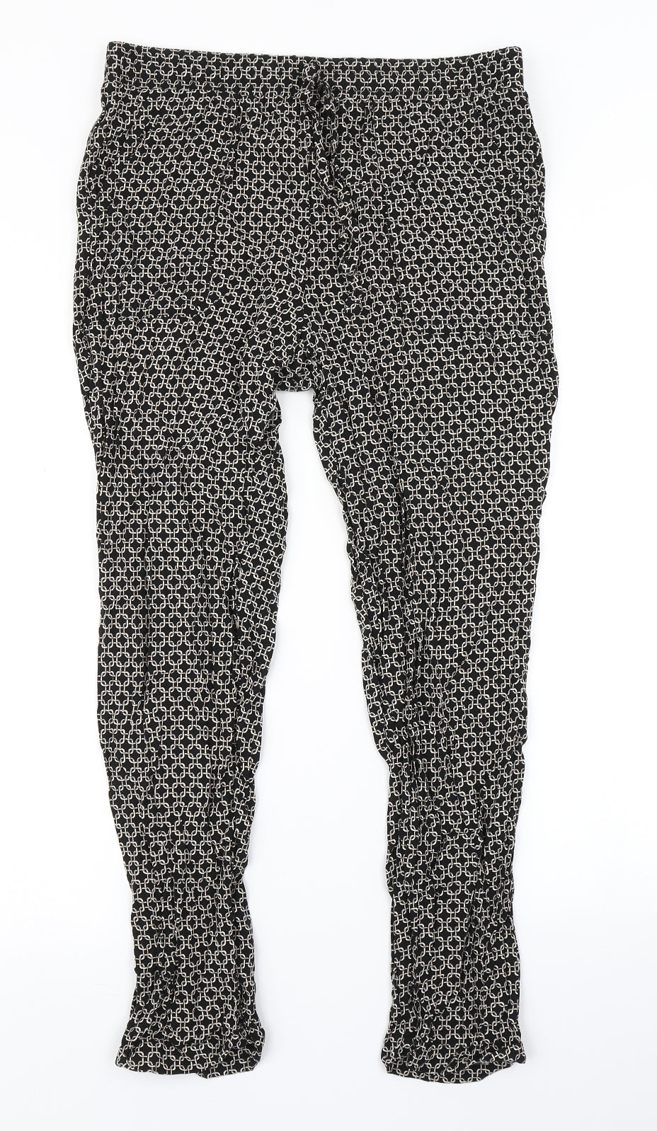 Primark Womens Black Check  Harem Trousers Size 14 L25 in