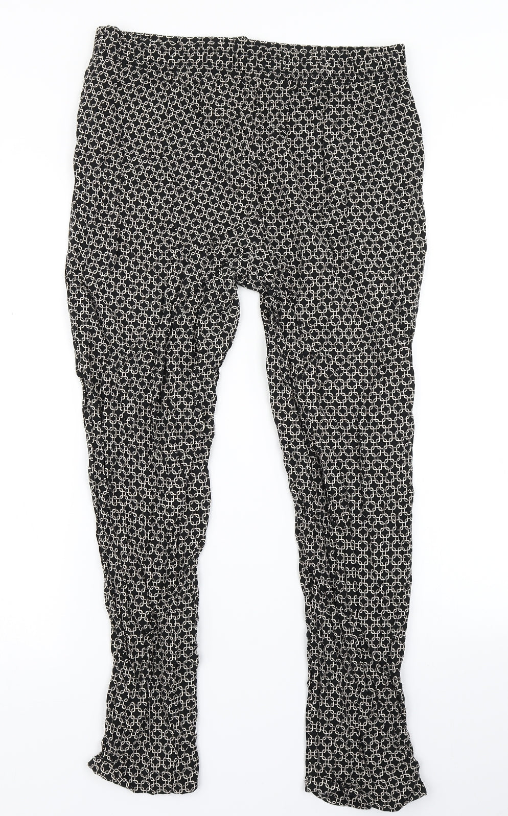 Primark Womens Black Check  Harem Trousers Size 14 L25 in
