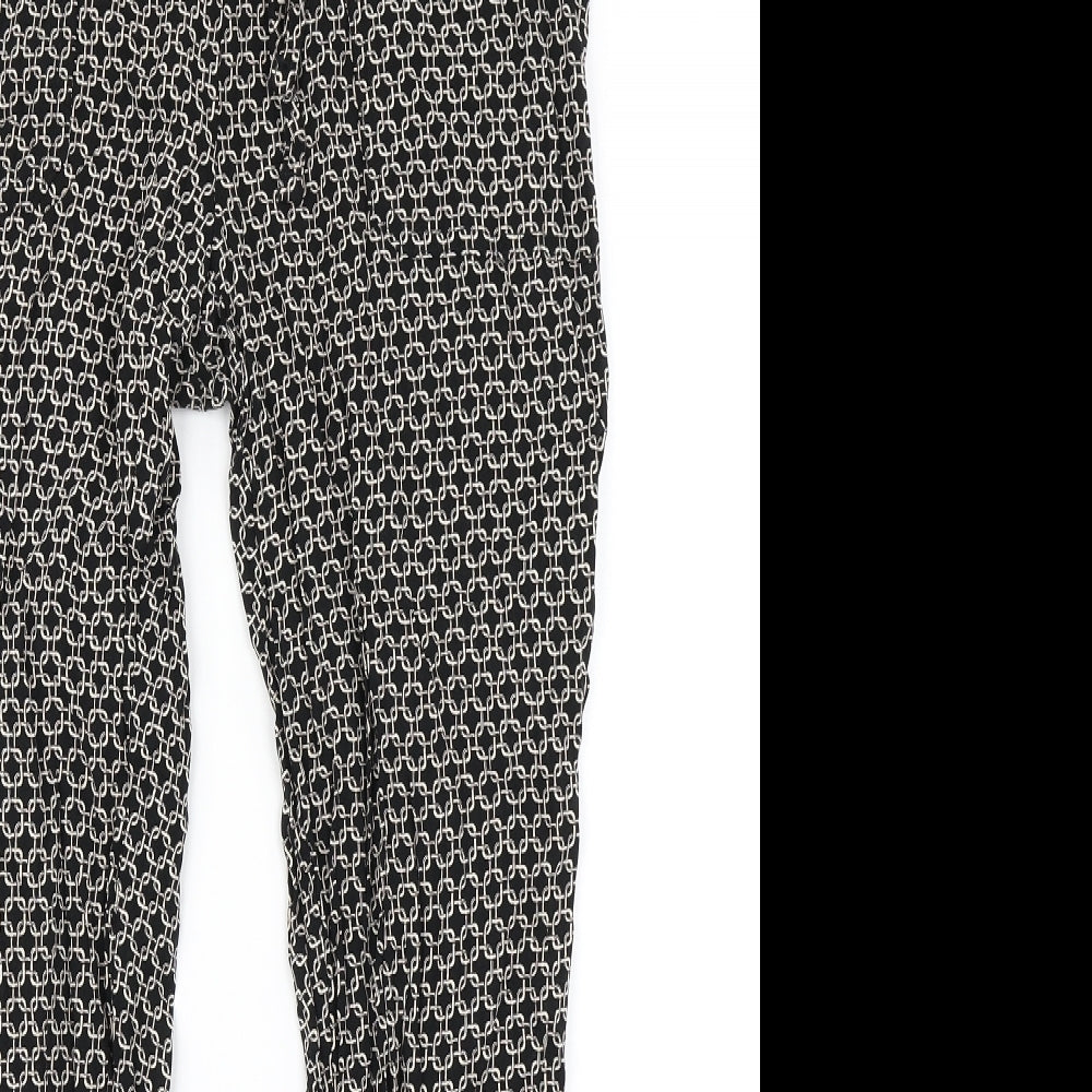 Primark Womens Black Check  Harem Trousers Size 14 L25 in