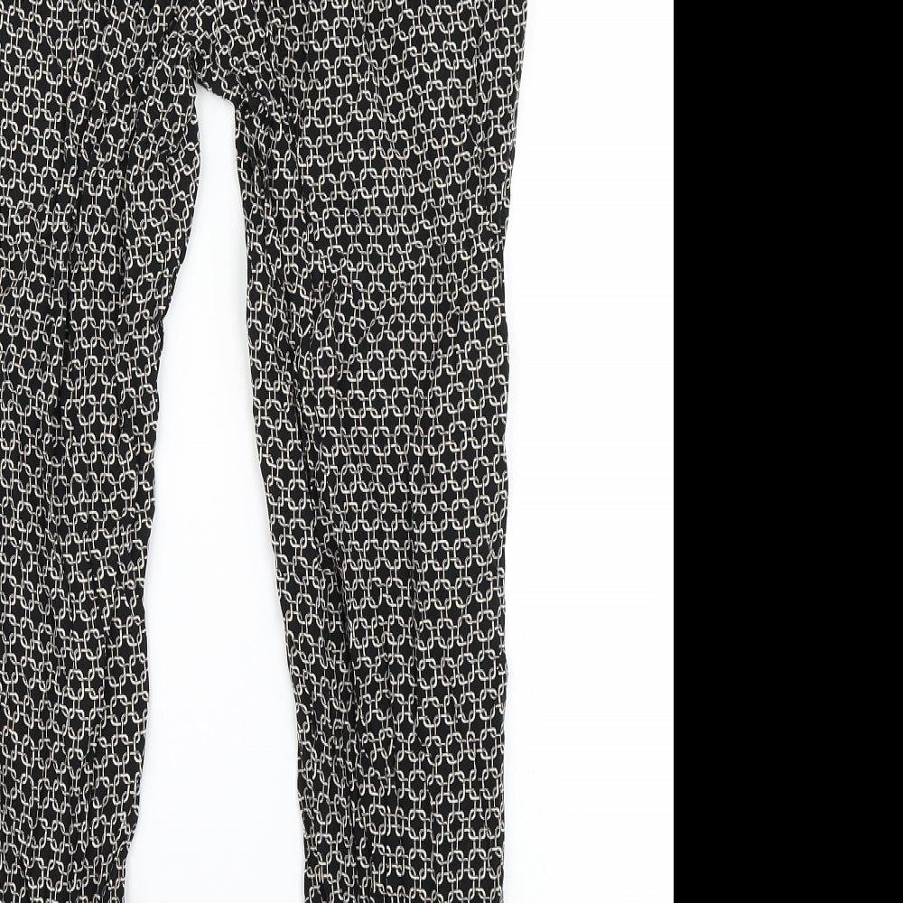 Primark Womens Black Check  Harem Trousers Size 14 L25 in