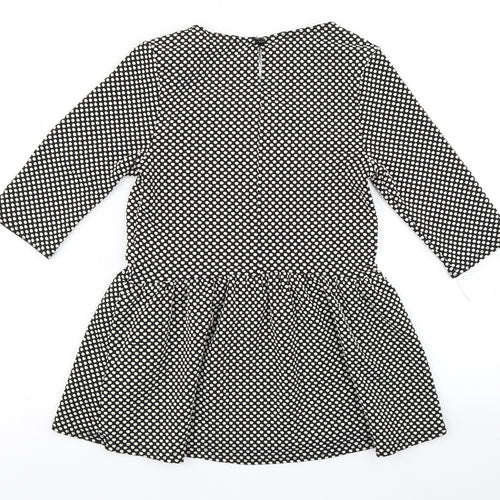 New Look Womens Black Polka Dot  Basic T-Shirt Size 10  - Peplum