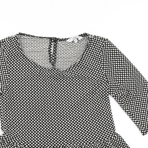 New Look Womens Black Polka Dot  Basic T-Shirt Size 10  - Peplum