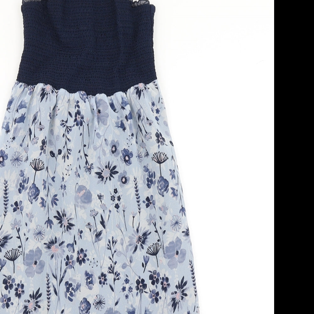 George Girls Blue Floral  Maxi  Size 9-10 Years