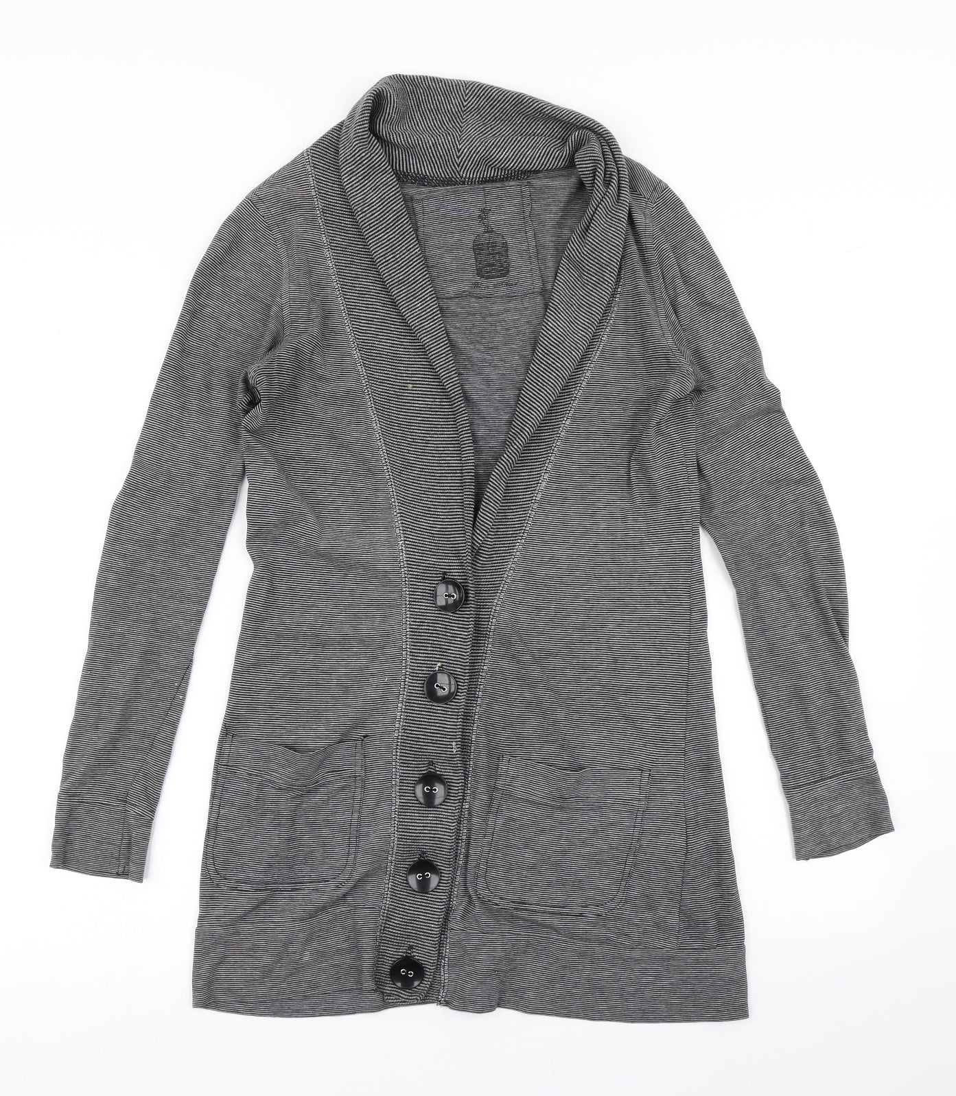 River Island Womens Grey Striped  Cardigan Jumper Size 8