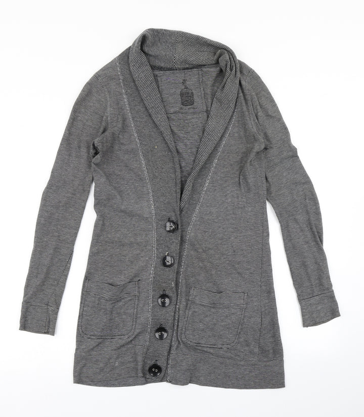 River Island Womens Grey Striped  Cardigan Jumper Size 8