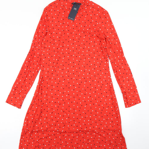 M&S Womens Red Polka Dot  Fit & Flare  Size 8