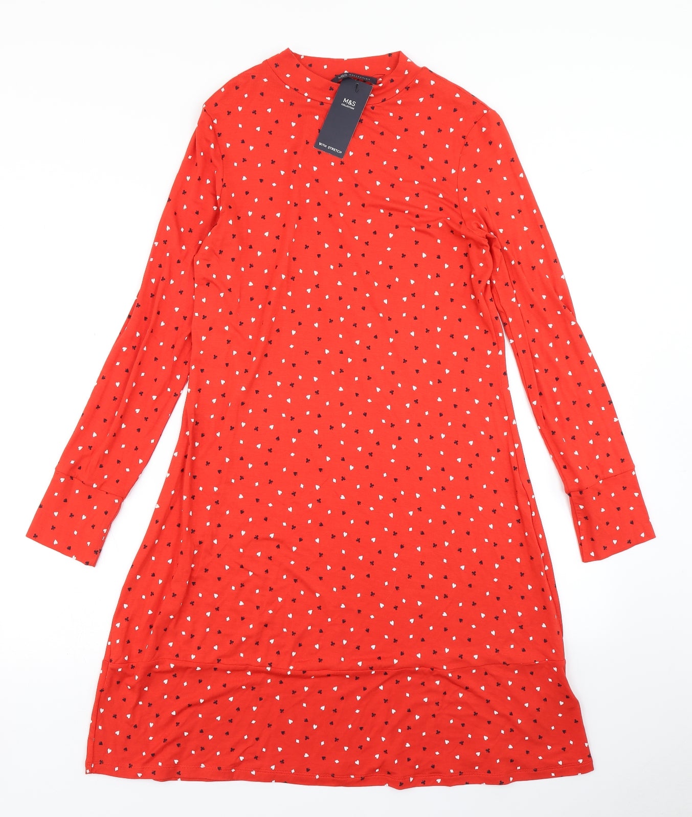 M&S Womens Red Polka Dot  Fit & Flare  Size 8
