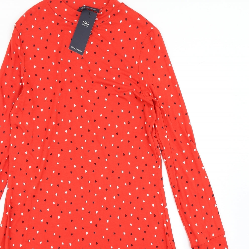 M&S Womens Red Polka Dot  Fit & Flare  Size 8
